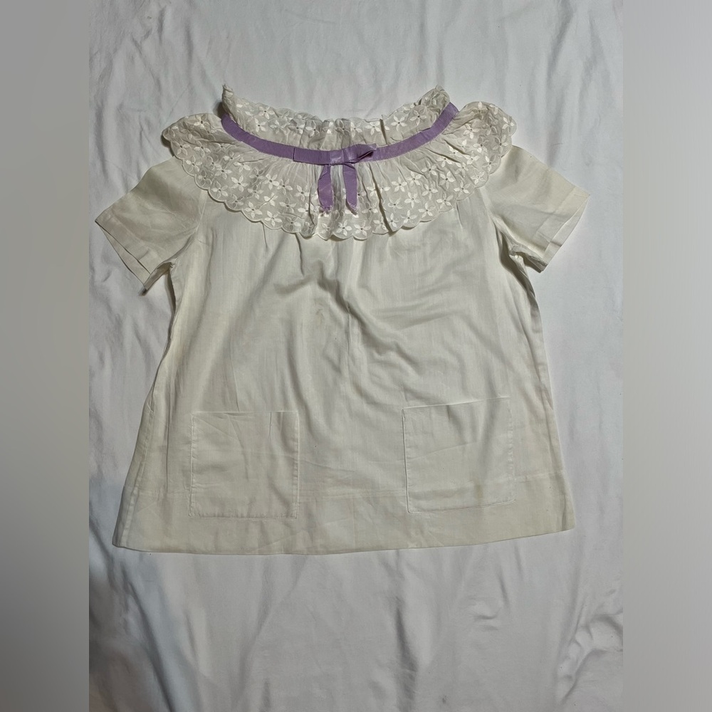 Vintage LANZ Original 50s peasant top blouse lace white prairie cottagecore